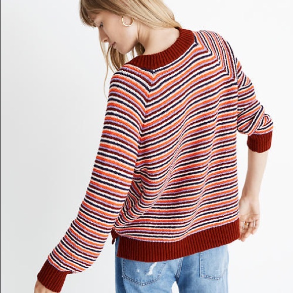 NWT Madewell Arden Striped V-Neck Pullover Sweater - Picture 2 of 11